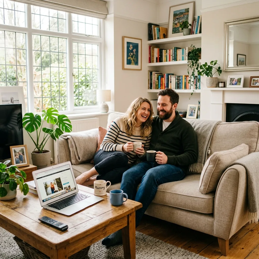 Couple reviewing mortgage paperwork at home