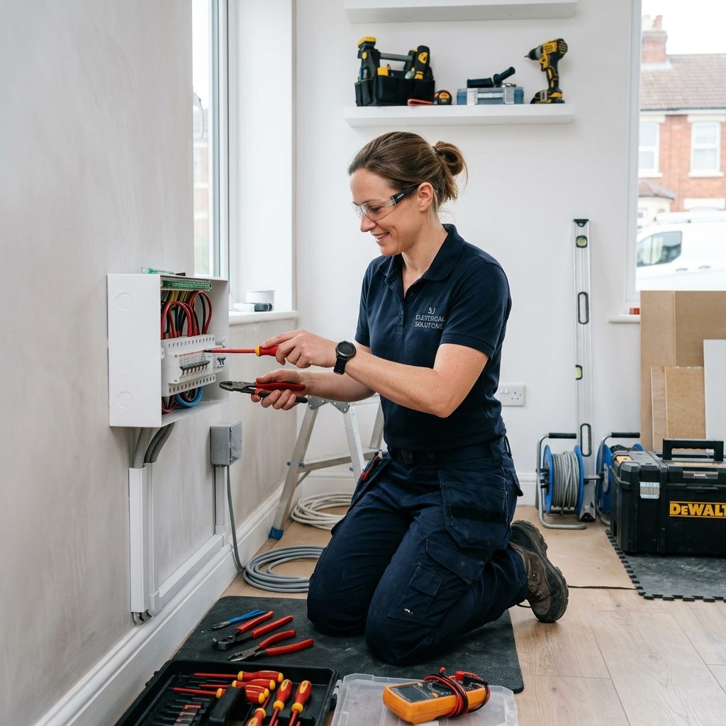 Self-employed tradesperson at work